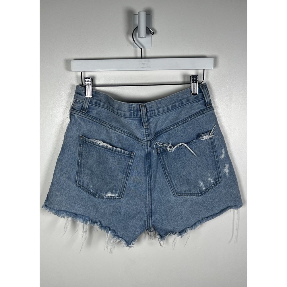 Agolde Dee Vintage High Rise Blue Denim Distressed Shorts Button Fly Size 28 EUC - Picture 5 of 11